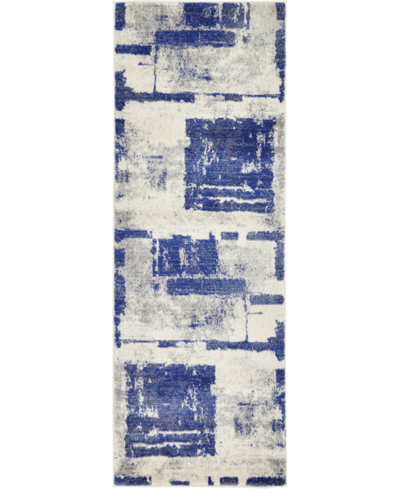 Bayshore Home Closeout!  Wisdom Wis4 2' 2" X 6' Runner Area Rug In Navy Blue