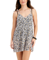 Miken Juniors' Animal-print Cover-up Dress, Created For Macy's Women's Swimsuit In White Cheetah Print
