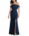 After Six Off-the-shoulder Draped Cuff Maxi Dress With Front Slit In Midnight