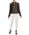 Cole Haan Leather Zip Jacket In Dark Espresso
