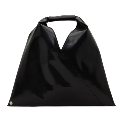 Mm6 Maison Margiela Black Faux-leather Small Triangle Tote In T8013 Black