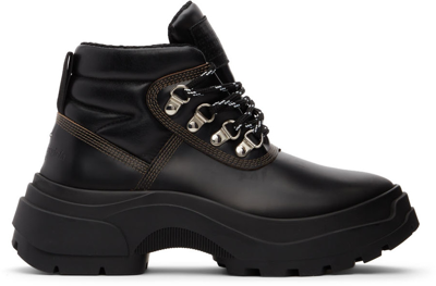 Maison Margiela Black Leather Lace-up Boots In Schwarz