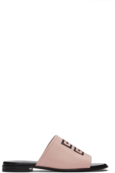 Givenchy Woman 4g Flat Sandal In Black And Pink In White