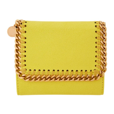 Stella Mccartney Yellow Small Falabella Flap Wallet In 7330 Canary