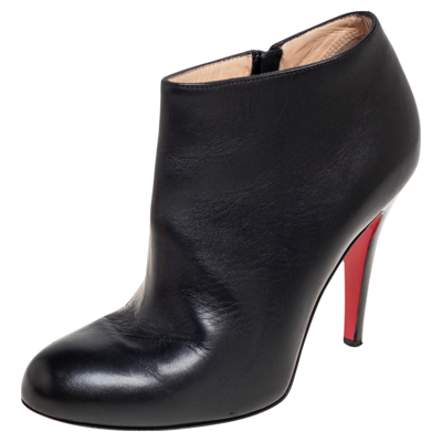 Pre-owned Christian Louboutin Black Leather Belle Ankle Boots Size 36.5