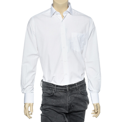 Pre-owned Boss By Hugo Boss White Cotton Button Front Shirt M