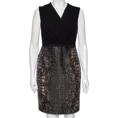 Pre-owned Giambattista Valli Black & Printed Wool Sleeveless Dress M