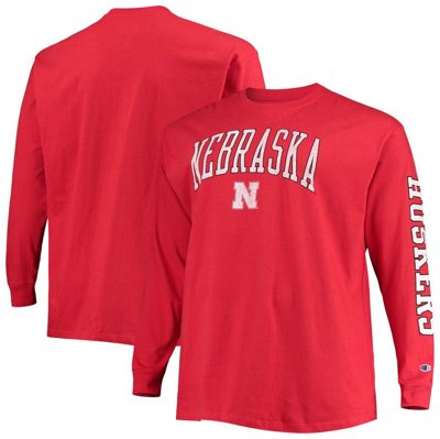 Champion Scarlet Nebraska Huskers Big & Tall 2-hit Long Sleeve T-shirt In Red