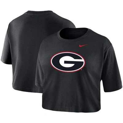 Nike Women's  Black Georgia Bulldogs Cropped Performance T-shirt