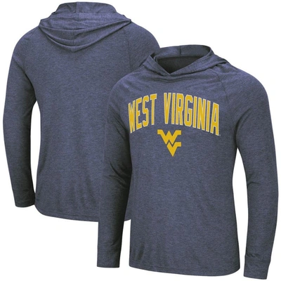 Colosseum Men's  Heathered Navy West Virginia Mountaineers Big And Tall Wingman Raglan Hoodie T-shirt