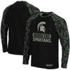 Colosseum Black/camo Michigan State Spartans Oht Military Appreciation Big & Tall Raglan Long Sleeve In Black