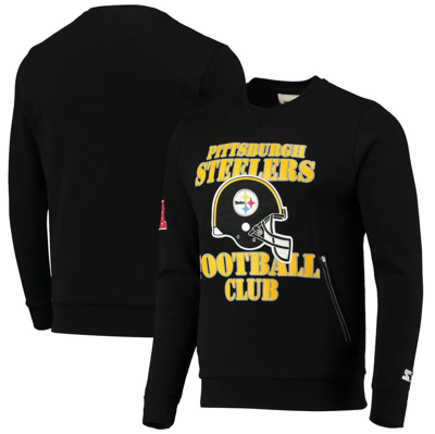 Starter Black Pittsburgh Steelers Locker Room Throwback End Zone Pullover Sweatshirt