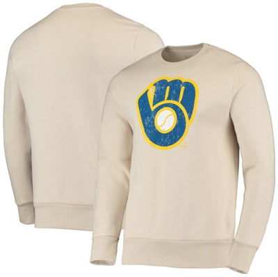 Majestic Threads Oatmeal Milwaukee Brewers Fleece Pullover Sweatshirt