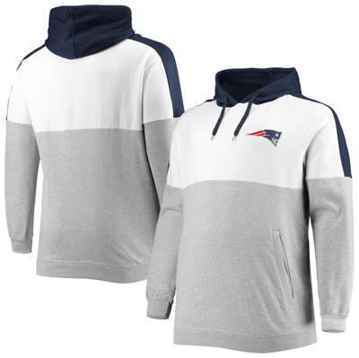 Profile Men's Navy, Heather Gray New England Patriots Big And Tall Team Logo Pullover Hoodie In Navy,heathered Gray