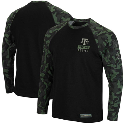 Colosseum Men's Black Texas A&m Aggies Oht Military-inspired Appreciation Camo Raglan Long Sleeve T-shirt