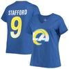 Fanatics Branded Matthew Stafford Royal Los Angeles Rams Plus Size Player Name & Number V-neck T-shi In Royal