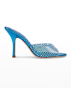 Paris Texas Holly Penelope Slipper-mule In Blue Leather In Iridescent Blue