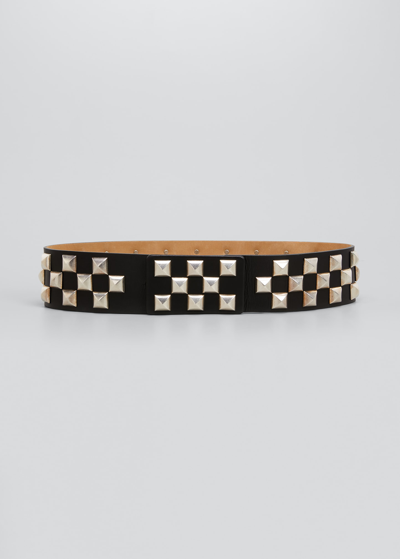 Streets Ahead Roger Studded Leather Belt In Black / Silver