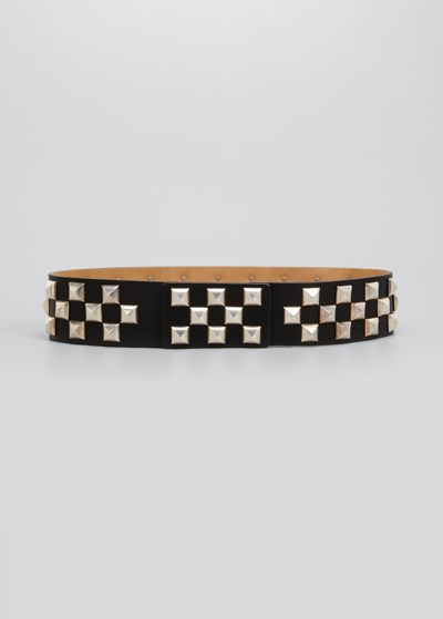 Streets Ahead Roger Studded Leather Belt In Black / Silver  display picture 1