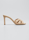 Saint Laurent Women's Dark Beige Tribute Leather Sandals For Fw23 In Dark Beige