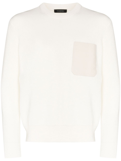 Ermenegildo Zegna Patch-pocket Ribbed Jumper In White