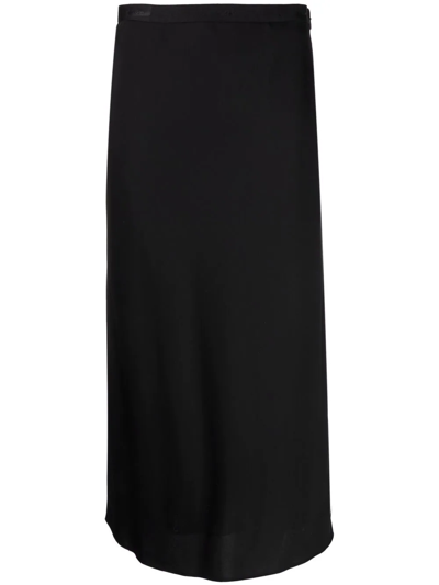 Calvin Klein Logo-waistband Midi Skirt In Black