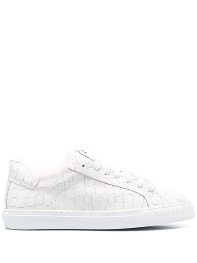 Hide & Jack Crocodile-effect Low-top Sneakers In White