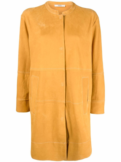Odeeh Concealed-front Fastening Coat In Orange