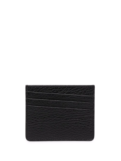 Maison Margiela Pebbled-effect Asymmetric Cardholder In Black