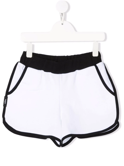 Balmain Kids' Two-tone Cotton Shorts In White