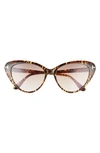 Tom Ford Harlow 56mm Gradient Cat Eye Sunglasses In Leopard Havana/ Brown