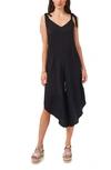 Vince Camuto Solid Tie-shoulder Cascading Jumpsuit In Rich Black