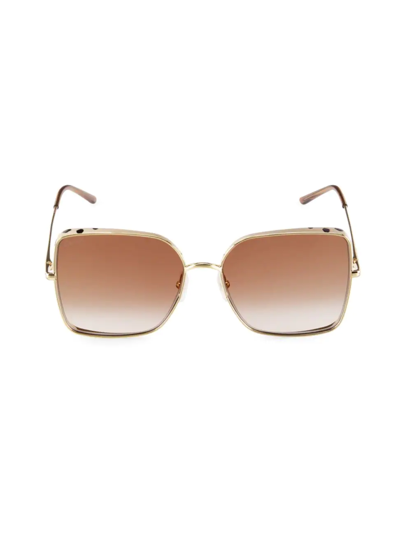 Cartier Oversized Rectangle Metal Sunglasses In Smooth Golden