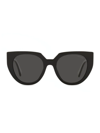Prada 53mm Round Sunglasses In Black