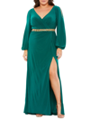 Mac Duggal Plus Size Empire Waist Jersey Gown In Emerald