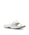 Clarks Brinkley Flora Womens Faux Leather Snake Print Thong Sandals In White - Synthetic