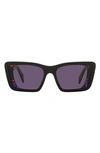 Prada Symbole 51mm Rectangular Sunglasses In Black/ Havana Abstract/ Violet