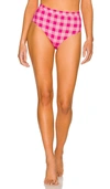 Solid & Striped The Lilo High-waisted Bikini Bottom In Pink Multi Gingham & Pink Pinstripe