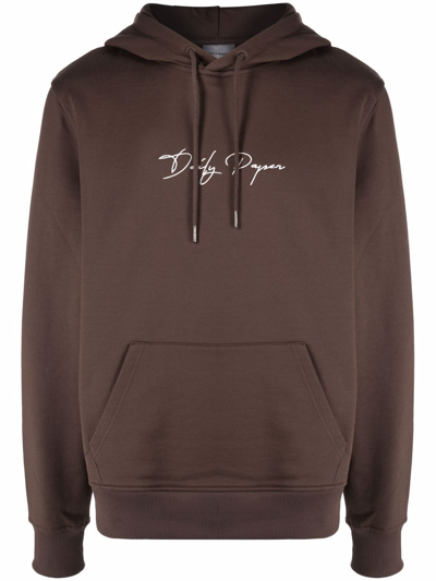 Daily Paper Logo-embroidered Cotton Hoodie In Brown