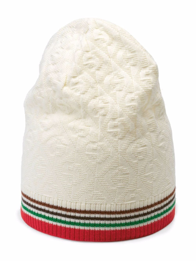 Gucci Kids' G Rhombus Jacquard Beanie In White