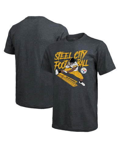 MAJESTIC MEN'S MAJESTIC THREADS NAJEE HARRIS CHARCOAL PITTSBURGH STEELERS TRI-BLEND STEEL CITY PLAYER T-SHIRT