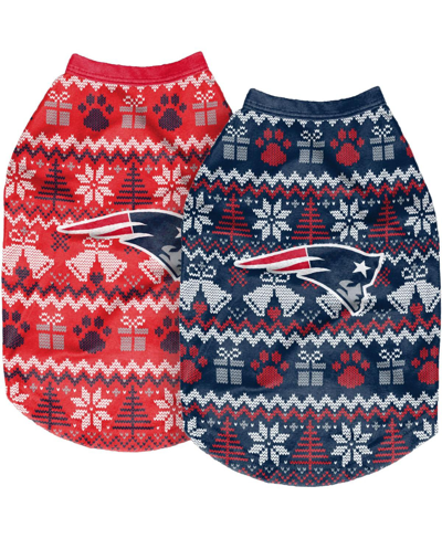 Foco New England Patriots Reversible Holiday Dog Sweater In Navy