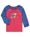 Colosseum Toddler Boys And Girls  Heathered Red Kansas Jayhawks Long Sleeve Raglan T-shirt In Heathered Red