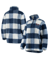 G-iii 4her By Carl Banks Women's  Navy, White Washington Capitals Plaid Sherpa Quarter-zip Jacket In Navy/white