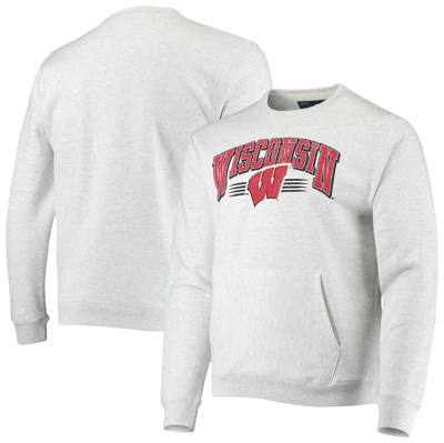 League Collegiate Wear Heathered Gray Wisconsin Badgers Upperclassman Pocket Pullover Sweatshirt