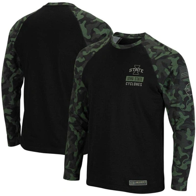 Colosseum Black Iowa State Cyclones Oht Military Appreciation Raglan Camo Long Sleeve T-shirt