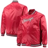 MITCHELL & NESS MITCHELL & NESS RED CHICAGO BULLS BIG & TALL HARDWOOD CLASSICS RAGLAN SATIN FULL-SNAP JACKET