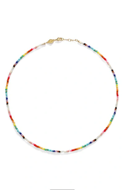 Anni Lu Nuana 18ct Yellow Gold-plated Brass And Beaded Necklace In Multicoloured