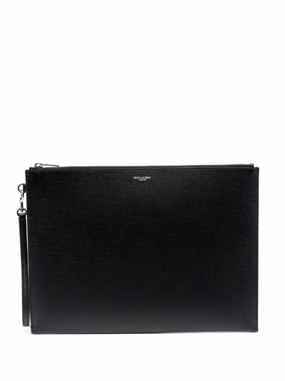 Saint Laurent Envelope Clutch Bag In Black