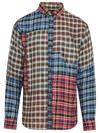 Dsquared2 Red And Blue Linen Check Mix Shirt In Multicolor